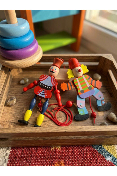 Ahşap Evi Ahşap hareketli 2 Li Set palyaço ve Kurşun Asker Ahşap Oyuncak