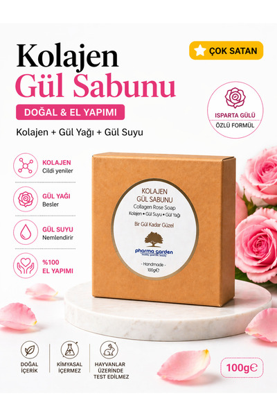 PHARMA GARDEN KOLAJEN GÜL SABUNU %100 DOĞAL 100 gr