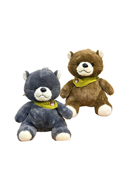 Halley Oyuncak Plush Bear with Scarf 30 cm Gray Plush Toy