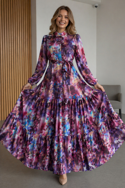 benguen Φόρεμα Τζέσικα με σχέδια, Τεσεττούρ, B600 Μωβ