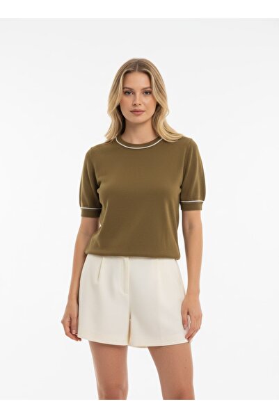 Arbucky Women's Crew Neck Short Sleeve Basic Knitwear Blouse