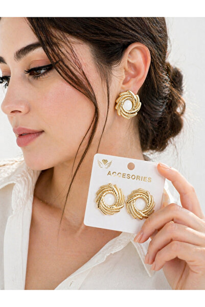 ERH Gold Twisted Hoop Earrings – Gold Color Modern Stylish Women's Earrings