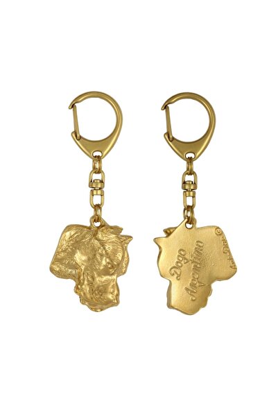 Art - Dog Dogo Argentino - Gilded key ring with dog in gift box, luxury acces...