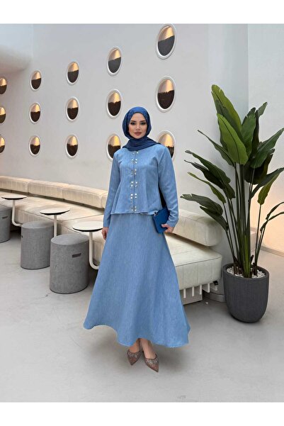 butik hira Σετ φούστας από ύφασμα Tensel με λεπτομέρεια από κουμπωτά κουμπώματα