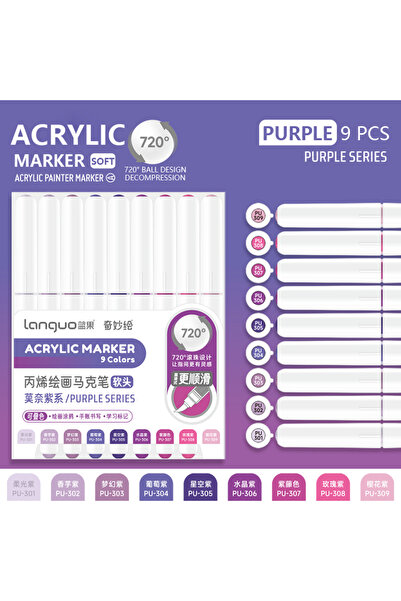 Choice7 Purple Series 9 Colors/Set Acrylic Paint Art Marker Pen DIY Graffiti ...
