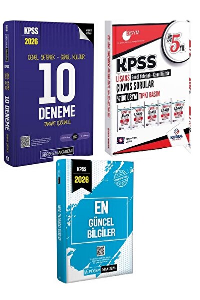 Pegem Akademi Yayıncılık Pegem 2026 KPSS Genel Yetenek Genel Kültür 10 Deneme...