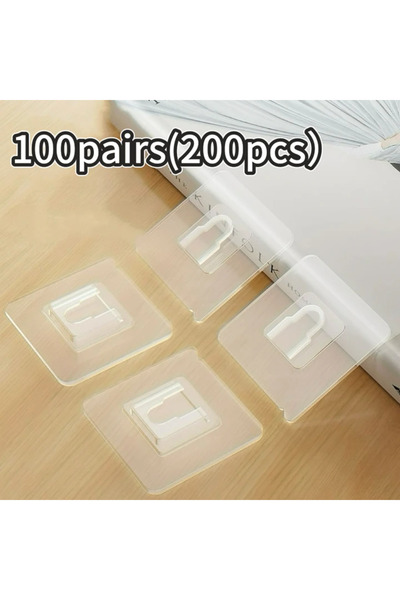 Choice7 100 زوج (200 قطعة) من خطافات الحائط ذاتية اللصق مزدوجة الجوانب، قوية ...