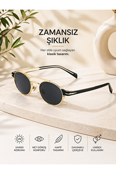 Optic Master Metal Frame Sunglasses Oval Black Glass