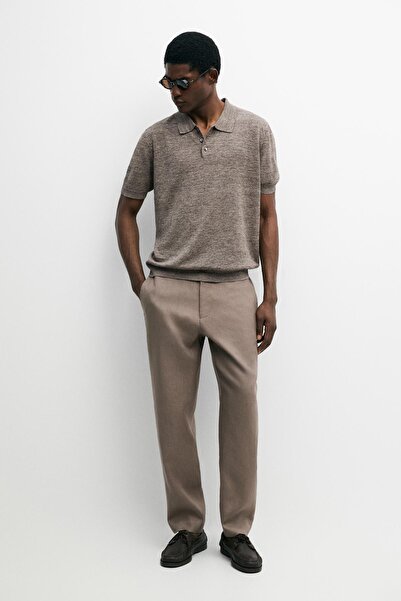 Massimo Dutti %100 keten melanj polo yaka t-shirt