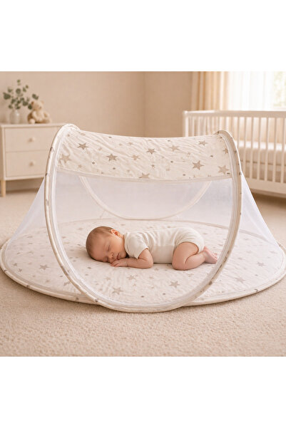 Bebelul Πτυσσόμενη βρεφική κούνια με κουνουπιέρα, φορητή - Μπεζ