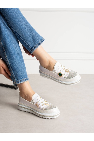 ALEMDAR AYAKKABI Γυναικεία παπούτσια PERANO με λεπτομέρεια από λευκή πέτρα