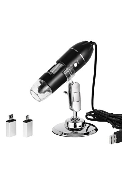 Choice مجهر USB أسود 1600X بدقة 1080P HD مع 8 مصابيح LED متوافق مع أندرويد، إم