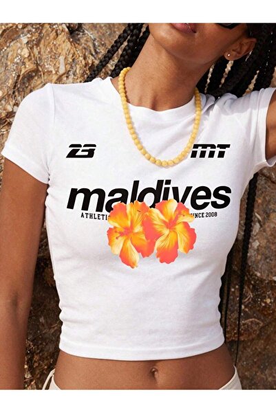 OVER HEAD Γυναικείο μπλουζάκι με στάμπα Maldives Bayb Tee Crop