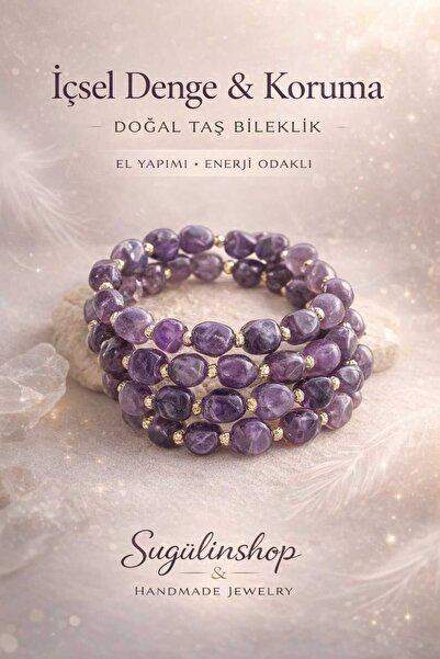 SUGÜLİNSHOP & HANDMADE JEWELRY Doğal Taş Ametist Bileklik