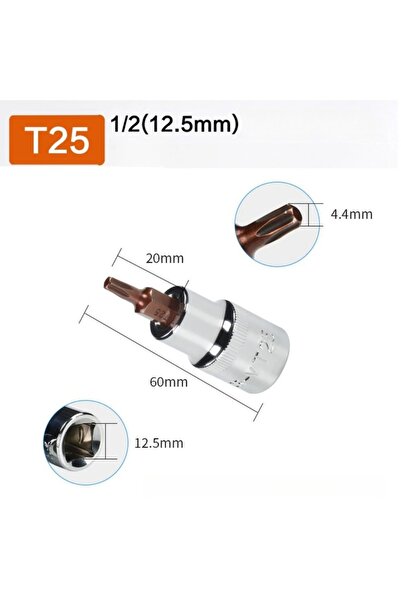 Choice7 مفتاح ربط توركس T25 مقاس 1/2 بوصة مع محول لرؤوس البراغي T20 T25 T30 T...