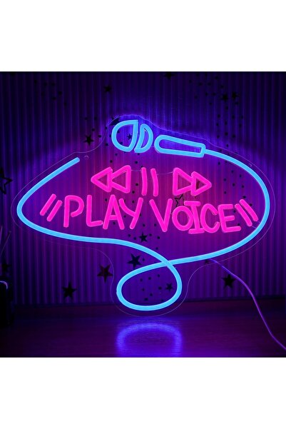 Slasa PLAY VOICE LED Neon Sign 30x40 cm Multicolor Light 6mm Acrylic Base Stu...