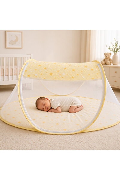 Bebelul Πτυσσόμενη βρεφική κούνια με κουνουπιέρα, φορητή - Κίτρινο