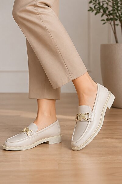 Celira Çnr H43 Women's Cream Skin Buckle Casual Shoes