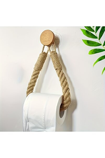 Choice 1pcs Rustic Hemp Rope Toilet Paper Holder - Self-Adhesive Wall Mount B...