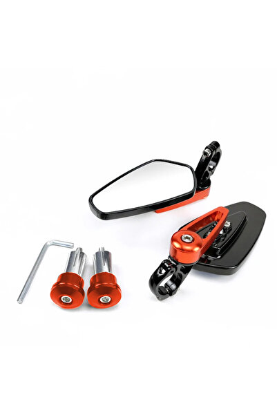 choice2 Red EAFC Universal Motorcycle 22mm Bar End Side Rearview Mirror 2Pcs ...