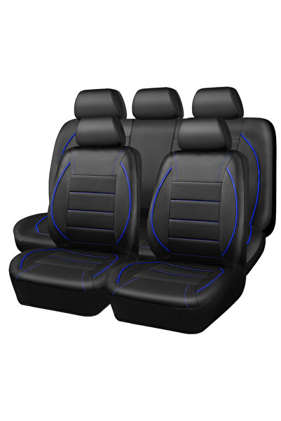 choice2 أغطية مقاعد سيارة جلدية عالمية SN-2126-9PCS-BL بتصميم بسيط ومسامية لـ...