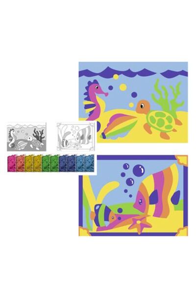URSUS Set creativ cu 2 planșe de colorat cu nisip - Lumea acvatică