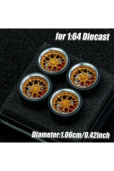 Choice6 عجلات سيارات BBS RS2 الذهبية بمقياس 1:64، طقم من 4 قطع، جنوط مطبوعة ث...