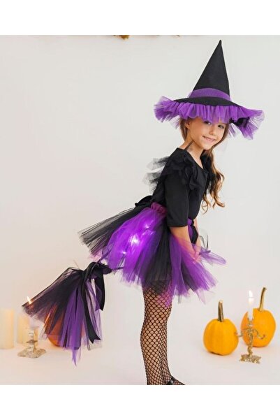 fustite cu luminite Μωβ Στολή Μάγισσας, 4 Τεμάχια, για Κορίτσια - 5-6 ετών (1...