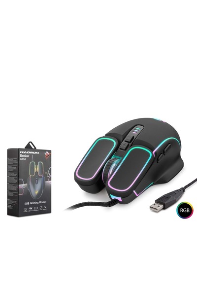 Bomber G350 Gaming Mouse 150Cm Kablolu 6400 Dpi Rgb Oyuncu Mouse Siyah