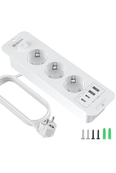 choice2 EU 3AC white EU Embedded Socket, Desktop Built in Power Strip with 2 ...