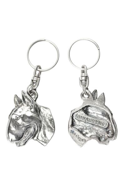 Art - Dog Bull Terrier - Silver-plated dog pendant, handbag decoration, backp...