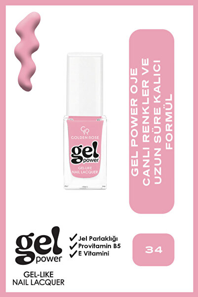 Golden Rose Gel Power Gel-Like Nail Lacquer - No: 34 - Jel Parlaklığında Oje