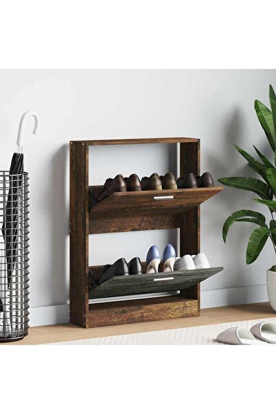 vidaxl Παπουτσοθήκη Καπνιστή Δρυς 59x17x81 εκ.