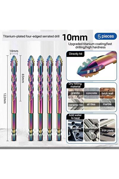 Choice14 5PC 10mm 3-12mm Four-edge Serrated Drill Bit Set Drilling Tools Tor ...