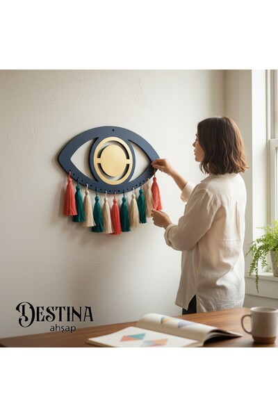 Destina Ahşap - Ahşap Göz Duvar Süsü – Boyanabilir & Kendin Yap Dekor Seti-Mo...