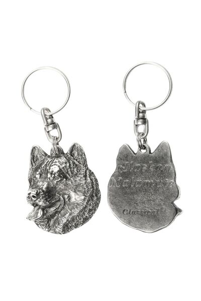 Art - Dog Alaskan Malamute - Silver-plated dog pendant, handbag decoration, b...
