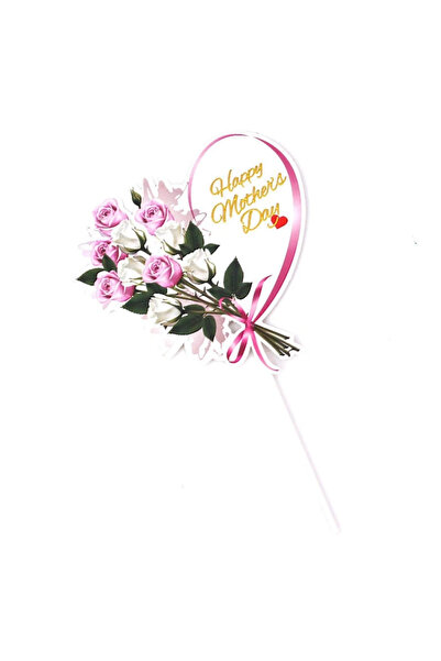 Choice1 مجموعة من 10 قطع لتزيين الكيك بمناسبة عيد الأم، لافتات وردية على شكل ...