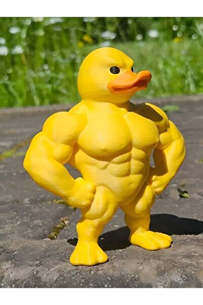 Choice Gold 1pc Muscle Duck Statue - 3D Desktop Decor, Cute Bookshelf Whimsic...