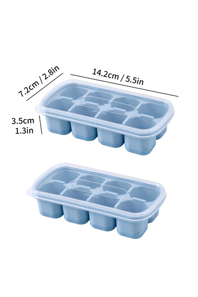 Choice5 WORTHBUY Blue 2pcs Mini Silicone Ice Cube Tray With Lid Reusable 8 Gr...