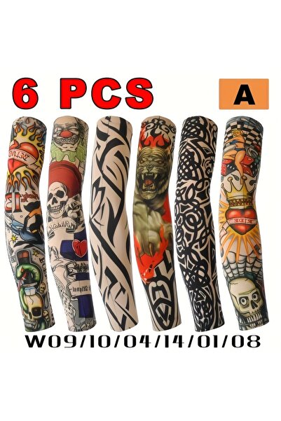 choice2 One Size set A 6pcs unisex sun shading tattoo arm sleeves, sleeve cov...
