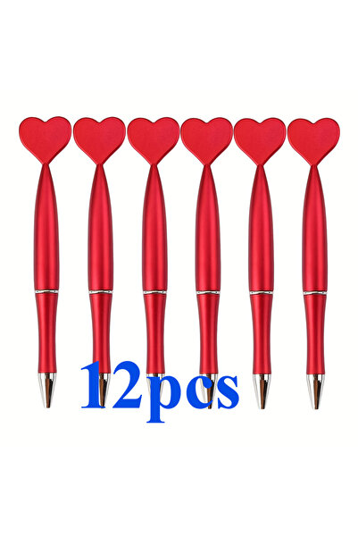 Choice 12pcs red 12pcs Valentine's Day Heart Shape Pens Black Gel Ink Rollerb...