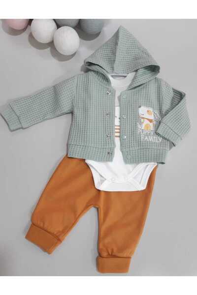Sönmez Baby PUPY FAMİLY DOG HIRKALI BODY ZIBINLI ÜÇLÜ BEBE TAKIM SET