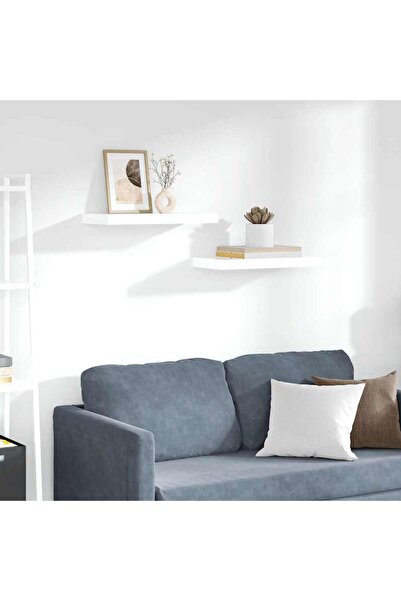 vidaxl Ράφια Τοίχου 2 τεμ. Γυαλιστερό Λευκό 50 x 23 x 3,8 εκ. MDF