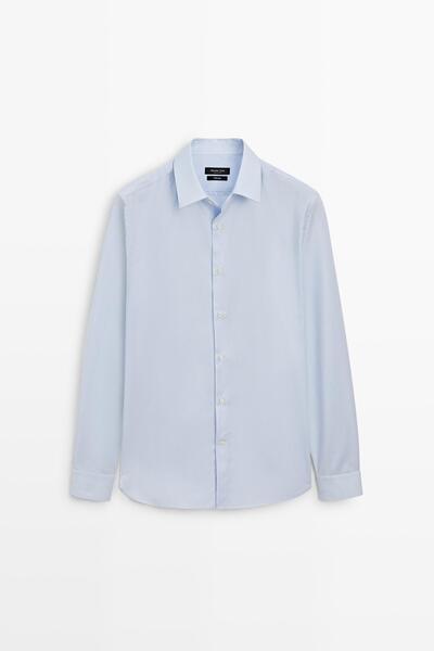 Massimo Dutti Slim fit mikro kareli tailoring gömlek