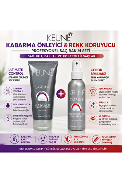 Keune Kabarma Önleyici & Renk Koruyucu Saç Bakım Seti – Control Saç Kremi 200...