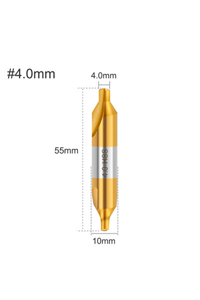 Choice8 4.0mm XCAN HSS Center Drill Bit Ti-Coated 60 Degree Countersinks Angl...
