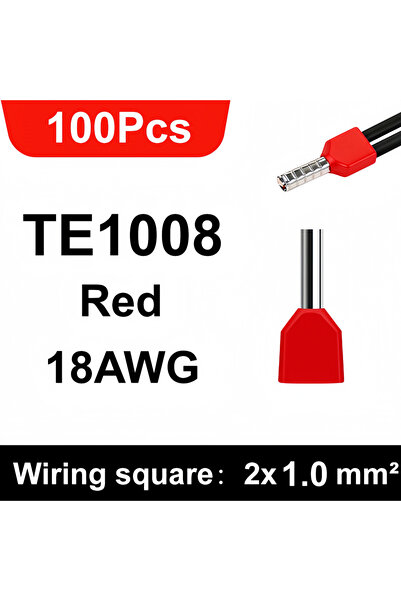 Choice6 100pcs-TE1008 100/700pcs TE double wire tube pvc insulated terminal c...