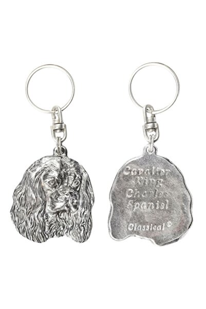 Art - Dog Cavalier King Charles Spaniel - Pandantiv câine placat cu argint, d...