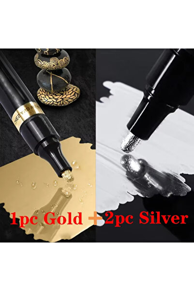 Choice3 2pcs silve 1pc gold 3/2/1pcs Chrome Mirror Marker Pen 2mm DIY Reflect...