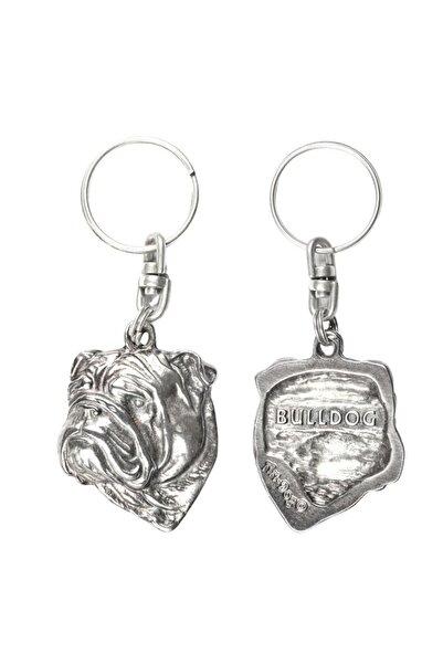 Art - Dog Bulldog - Pandantiv câine placat cu argint, decorațiune pentru gean...